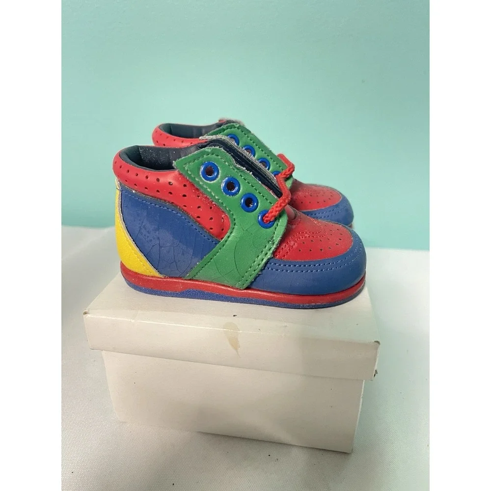 VTG Shoes By Lindemann Multi Color‎ Size 2D Infant Genuine, Leather Upper New